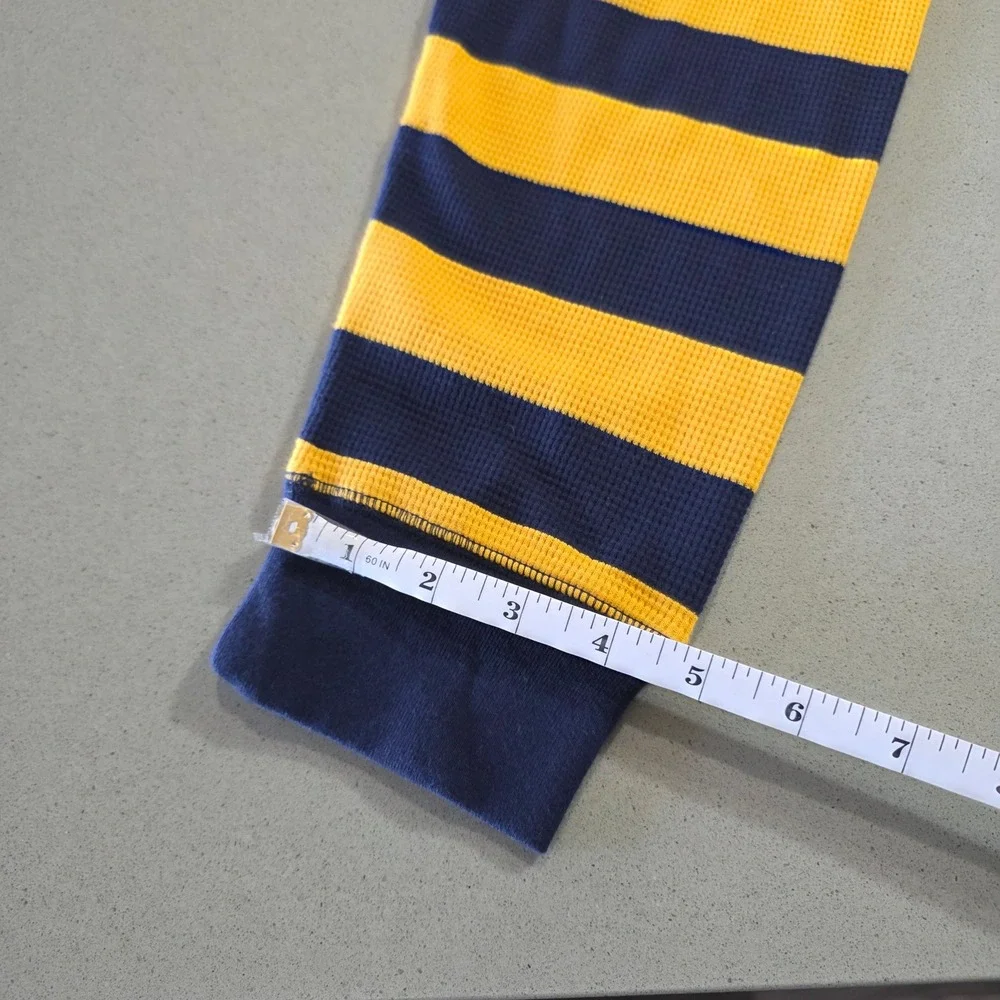 Polo Ralph Lauren Mens 2XL Waffle Knit Thermal Sleep Shirt Navy Yellow Striped